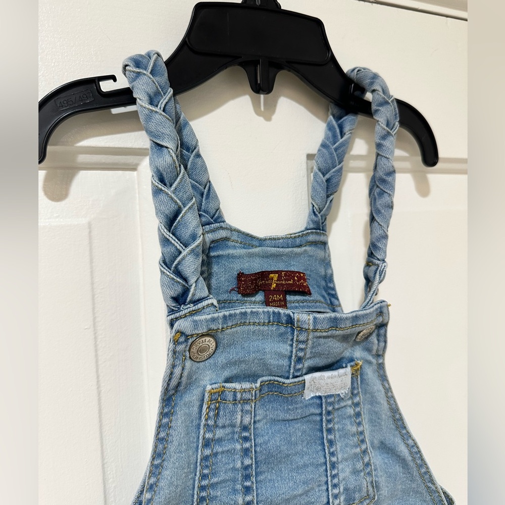 3 set toddler kids girl carters 7 for all mankind sweater Jean overalls leggings - Picture 7 of 16